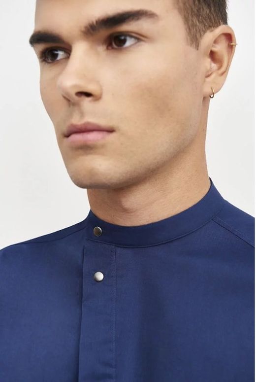 Camisa Hombre cierre inclinado blanco o azul