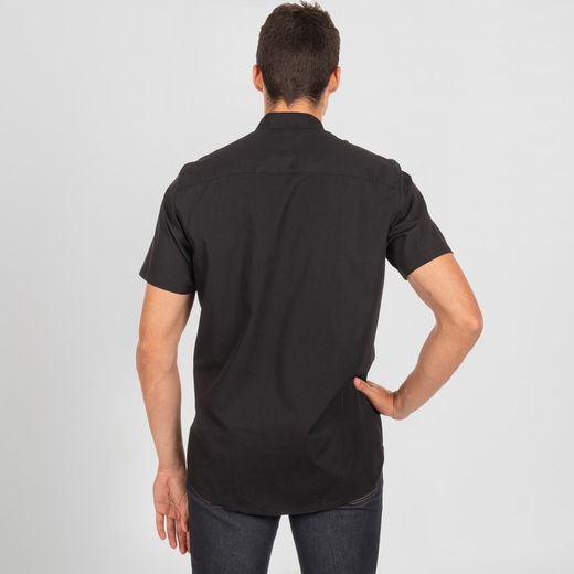 Camisa hombre manga corta cuello mao negro o blanco