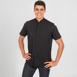 Camisa hombre manga corta cuello mao negro o blanco