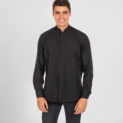 Camisa hombre manga larga cuello mao negro o blanco