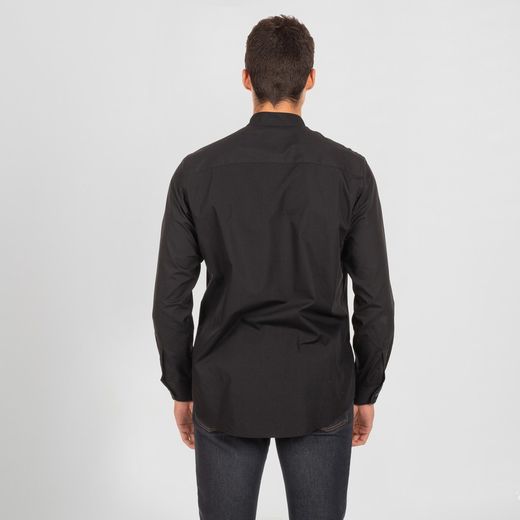 Camisa hombre manga larga cuello mao negro o blanco