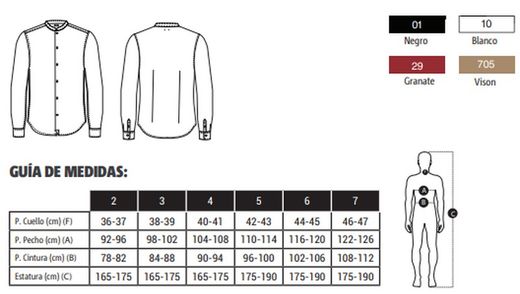 Camisa ML Cuello Mao Hombre colores