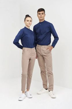 Camisa Mujer cierre inclinado blanco o azul