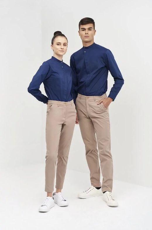 Camisa Mujer cierre inclinado blanco o azul