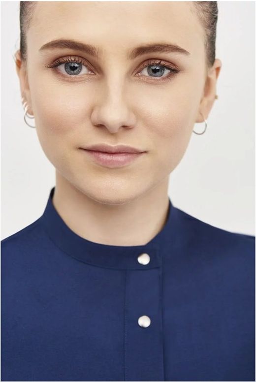 Camisa Mujer cierre inclinado blanco o azul