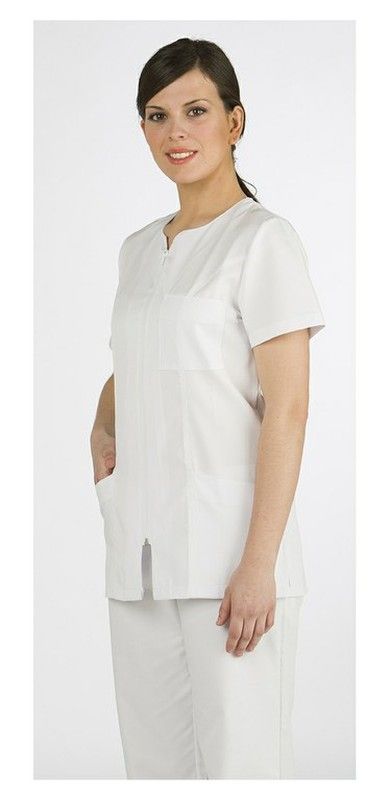 Normann Care Enterizo Unisex De Manga Corta Para Alzheimer Con Cremallera En La Espalda, Blanco, Pequeña