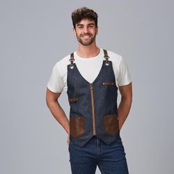 Chaleco unisex Vaquero y piel