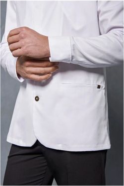 Chaqueta Cuello Tirilla Cruzado hombre blanco
