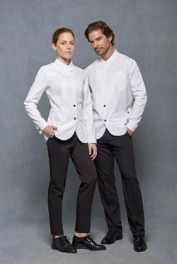 Chaqueta Cuello Tirilla Cruzado hombre blanco