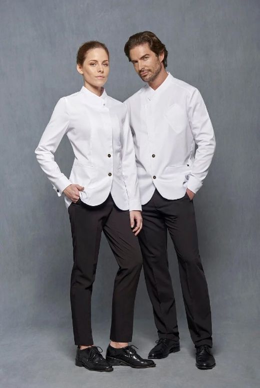 Chaqueta Cuello Tirilla Cruzado hombre blanco