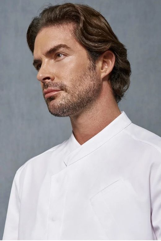 Chaqueta Cuello Tirilla Cruzado hombre blanco