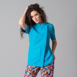 Veste de cuisine colorée à manches courtes pour femme