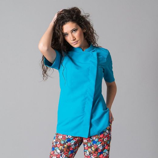 Veste de cuisine colorée à manches courtes pour femme