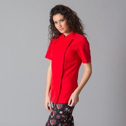 Veste de cuisine colorée à manches courtes pour femme