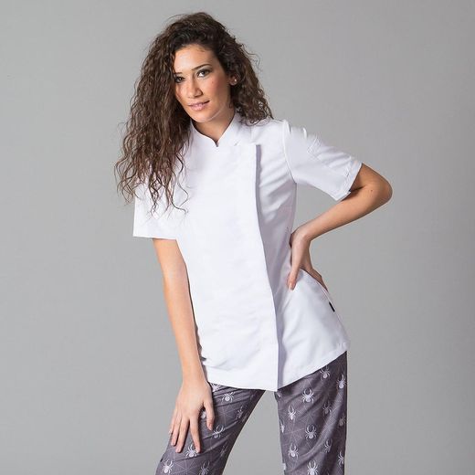 Veste de cuisine colorée à manches courtes pour femme