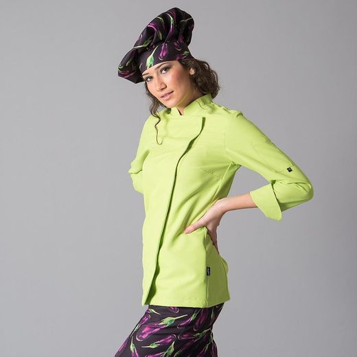 Veste de cuisine femme colorée à manches longues