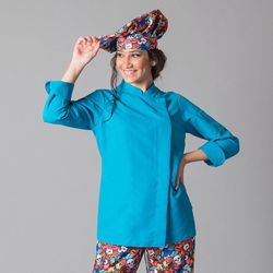 Veste de cuisine femme colorée à manches longues