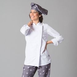 Veste de cuisine femme colorée à manches longues