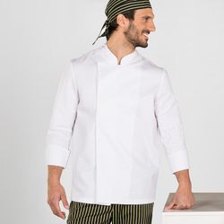 Chaqueta de cocina unisex blanca cierre velcro