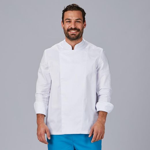 Chaqueta de cocina unisex blanca cierre velcro