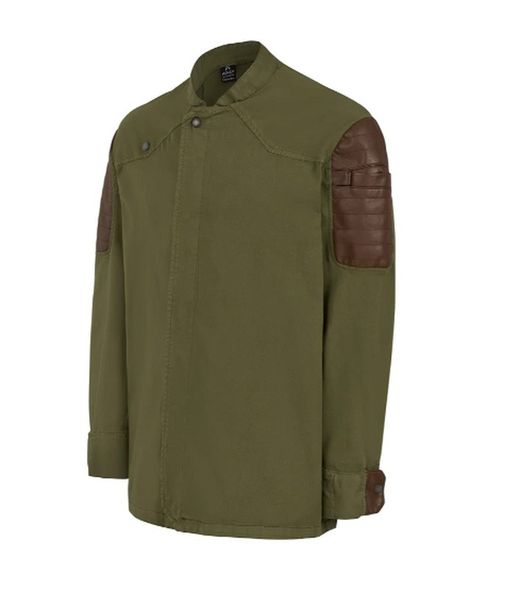 Chaquetilla con polipiel gris o verde
