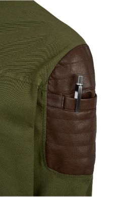 Chaquetilla con polipiel gris o verde