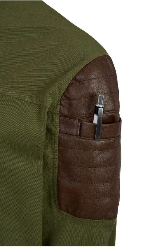 Chaquetilla con polipiel gris o verde