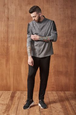 Chaquetilla con polipiel gris o verde