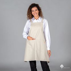 Tablier à bavette en coton bio beige ou gris