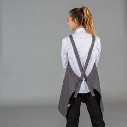 Tablier à bavette en coton bio beige ou gris