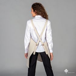Tablier à bavette en coton bio beige ou gris
