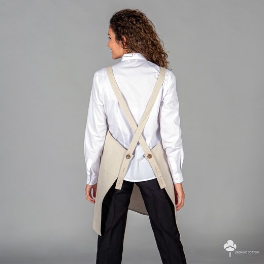 Tablier à bavette en coton bio beige ou gris