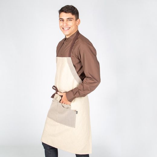 Delantal con peto beige/chocolate