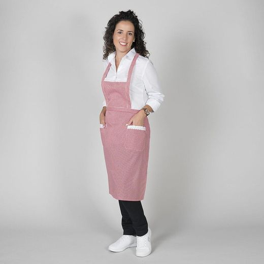 Delantal con puntilla Vichy colores