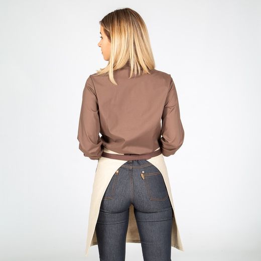 Delantal corto beige/chocolate