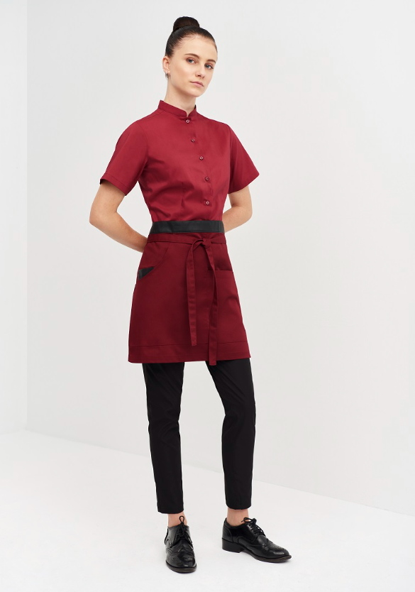 Delantal corto cinta colores Granate