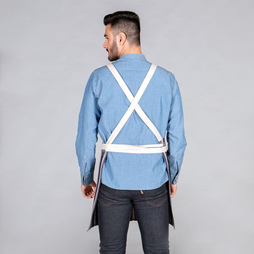 Delantal con peto rayas azul o rojo