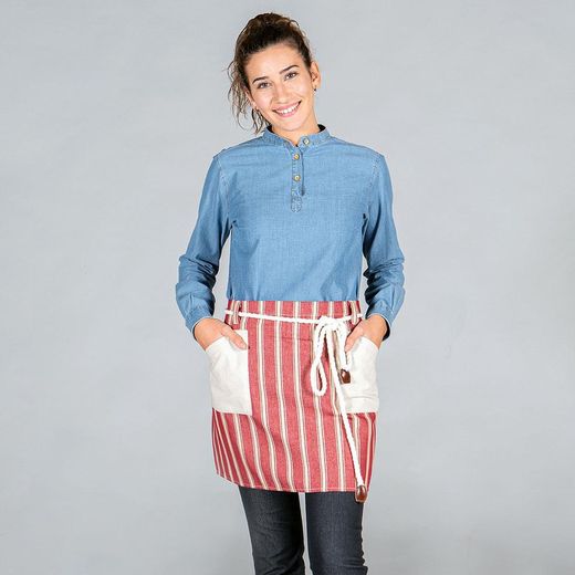 Delantal rayas rojo