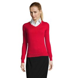 Jersey de punto mujer cuello pico