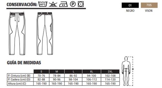 Pantalón de cocina unisex colores