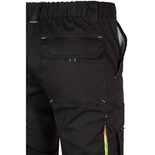 Pantalón multibolsillo negro con detalles fluor