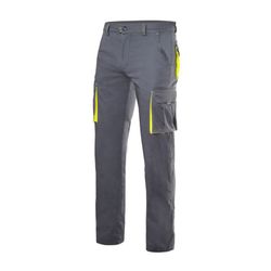 Pantalon multipoches gris détails fluo