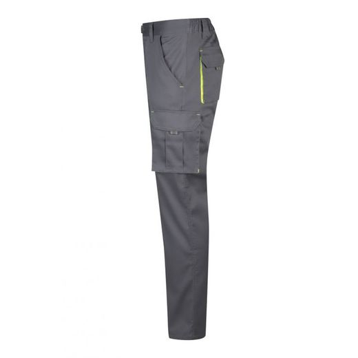 Pantalon multipoches gris détails fluo