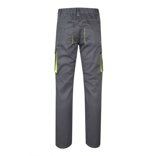 Pantalon multipoches gris détails fluo