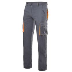 Pantalon multipoches gris détails fluo