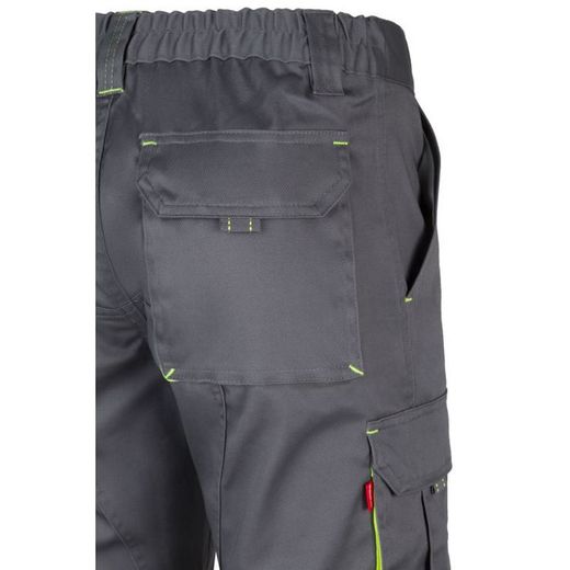 Pantalon multipoches gris détails fluo