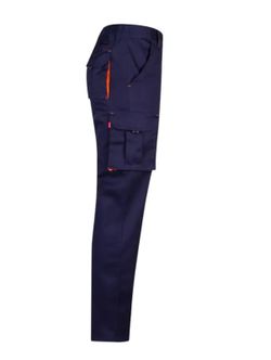 Pantalón multibolsillo marino con detalles fluor