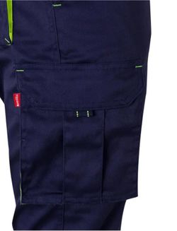 Pantalón multibolsillo marino con detalles fluor