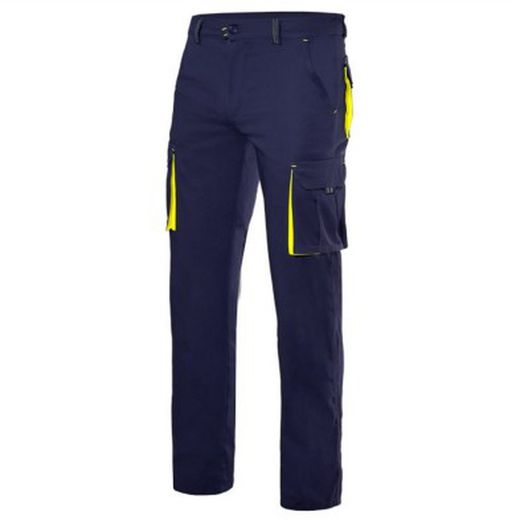 Pantalón multibolsillo marino con detalles fluor