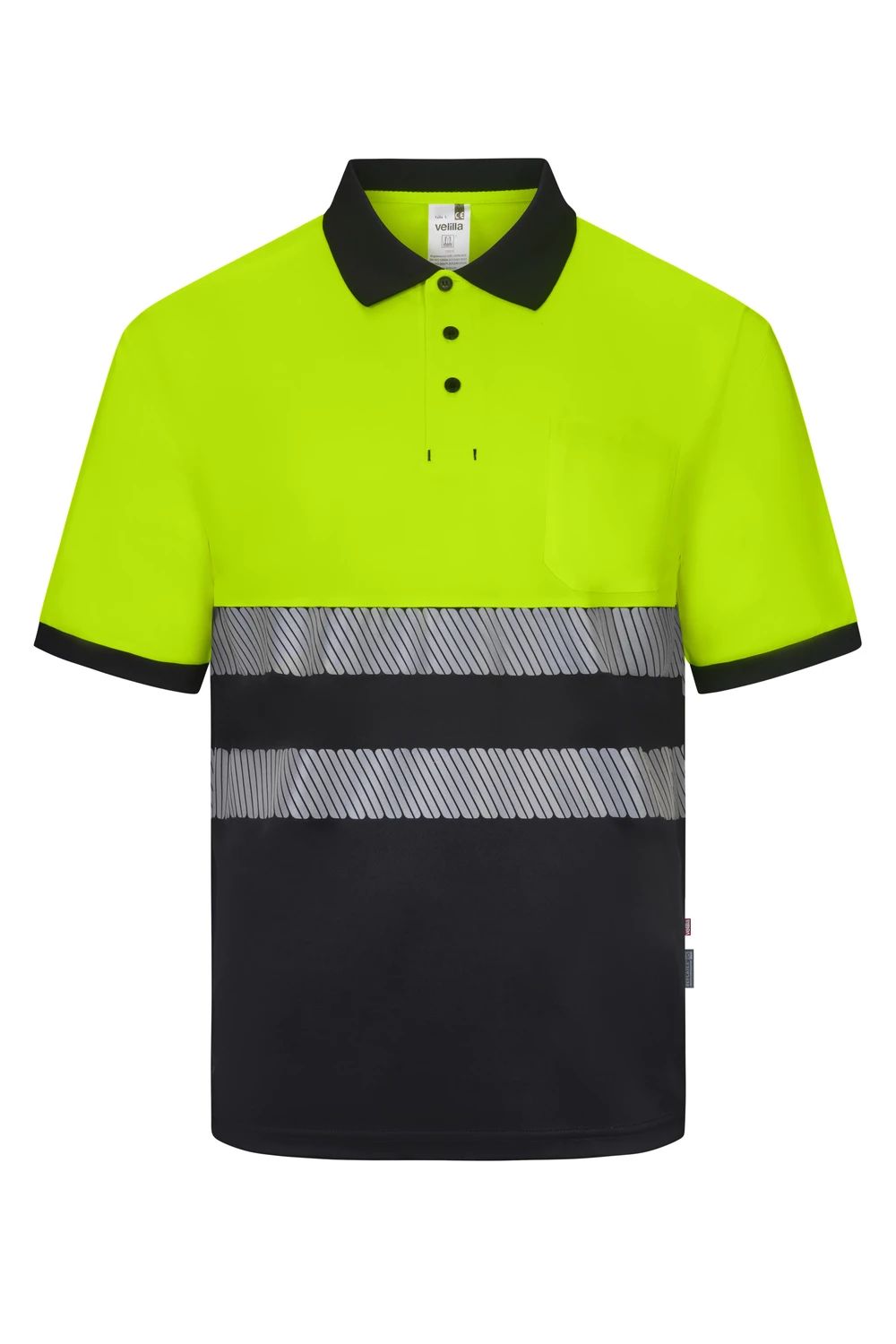 Polo bicolor manga corta CS gris/amarillo / 4XL